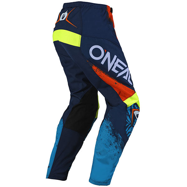 High-resolution studio image of O'Neal, Element Shocker V.25 Pant (Youth), Pants, SKU E024-1620, color options Blue/Orange, sizes Y-18, Y-20, Y-22, Y-24, Y-26, Y-28