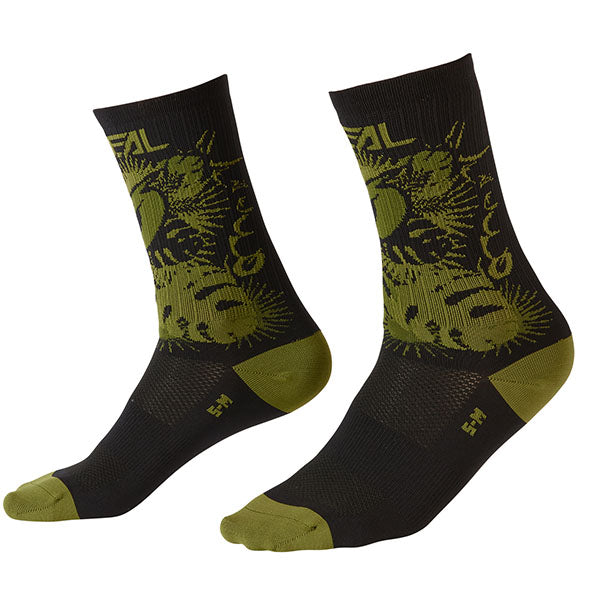 Clean studio photo on a white background of O'Neal, Performance Sock (MTB) Mountain Bike, Socks, SKU 0358-016, color options Plant, sizes 7-9, 10-13