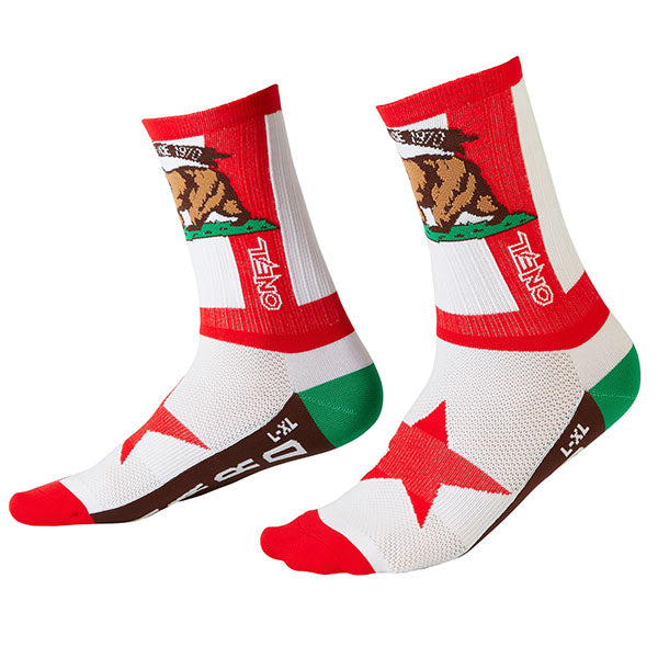 Catalog studio image of O'Neal, Performance Sock California (MTB) Mountain Bike, Socks, SKU 0358-010, color options California, sizes 7-9, 10-13