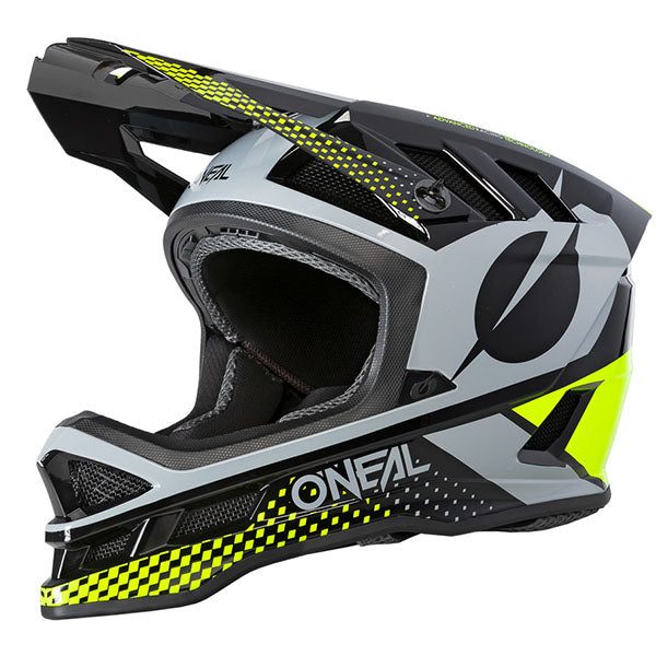 Studio image on a white background of O'Neal, Blade Polyacrylite Ace Helmet (MTB) Mountain Bike, SKU 0453-551, color options Black/Neon Yellow, sizes XS–XL