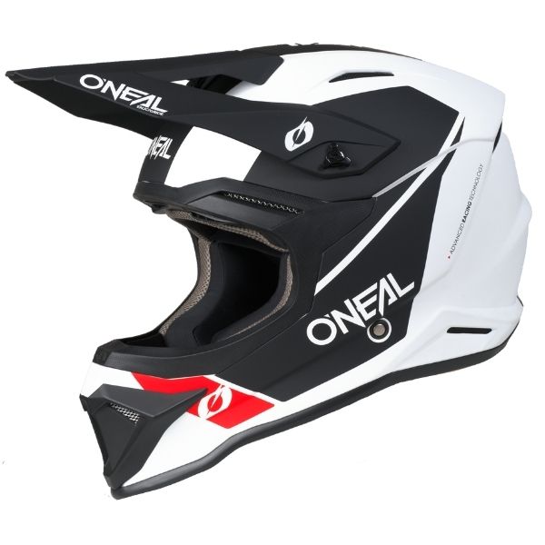 Studio image on a white background of O'Neal, 4 Series Race Helmet, SKU 0626-411, color options White/Black, sizes XS–2X