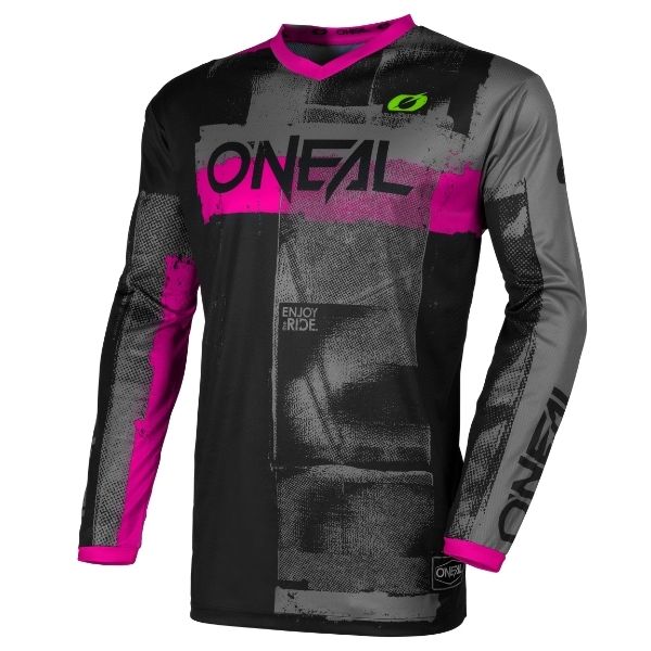 Studio product photo on a neutral background of O'Neal, Element Roller Jersey (Girls), SKU E007-701, color options Black/Pink, sizes Y-XS, Y-SM, Y-MD, Y-LG, Y-XL