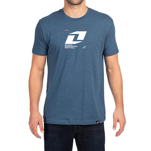 Studio photo on a white background of One Industries Myspace Tee; showing tee fit, printed graphics, and crew neckline; SKU Z003-1; Sizes: S-2XL