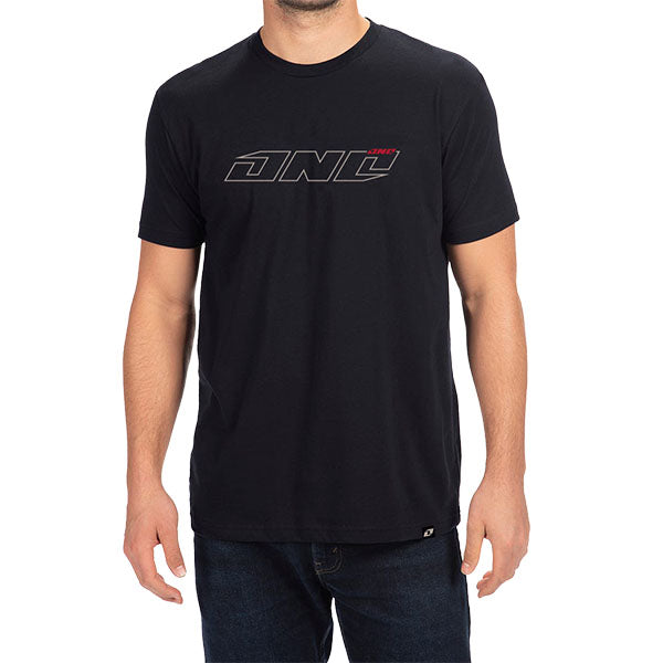 Professional studio photo of One Industries Horizon Tee; showing tee fit, printed graphics, and crew neckline; SKU Z003-0; Sizes: S-2XL