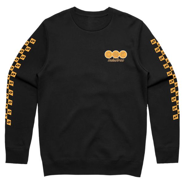 Studio image on a white background of One Industries LS25 Z003 67 Complication crew neck black 1, showing overall shape, materials, and visible design details