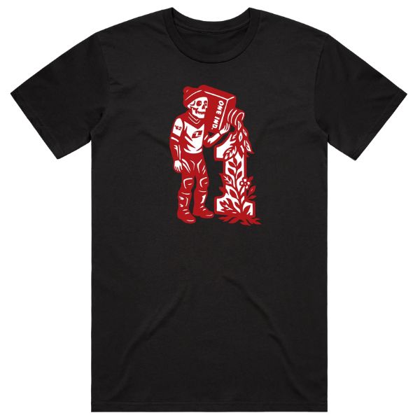 High-resolution studio image of One Industries Sprout Tee (Youth); showing tee fit, printed graphics, and crew neckline; SKU Z003-Y; Colors: Black