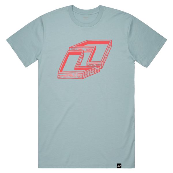 Clean studio shot of One Industries Diagram Tee; showing tee fit, printed graphics, and crew neckline; SKU Z003-5; Colors: Pale Blue; Sizes: S-2XL