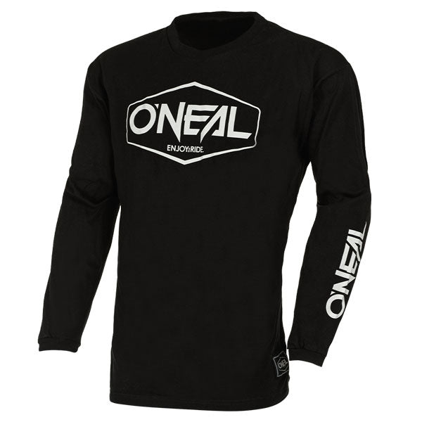 Detailed studio photograph of O'Neal, Element Hexx Cotton Jersey (Youth), SKU E03S-011, color options Black/White, sizes Y-XS, Y-SM, Y-MD, Y-LG, Y-XL