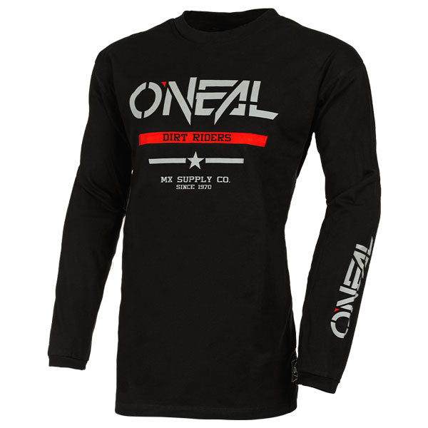 Studio image on a white background of O'Neal, Element Squadron Cotton Jersey (Youth), SKU E03S-111, color options Black/Grey, sizes Y-XS, Y-SM, Y-MD, Y-LG, Y-XL