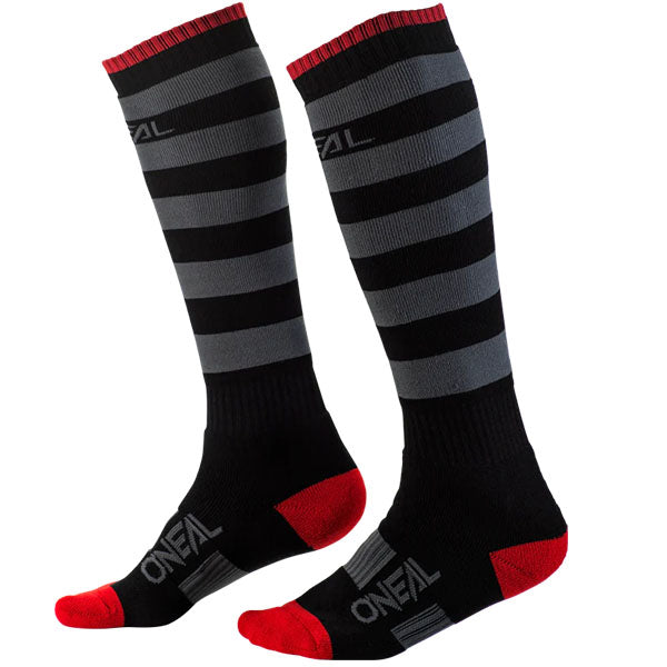 High-resolution studio image of O'Neal, Pro MX Scrambler Socks, SKU 0356-755, color options Black/Red