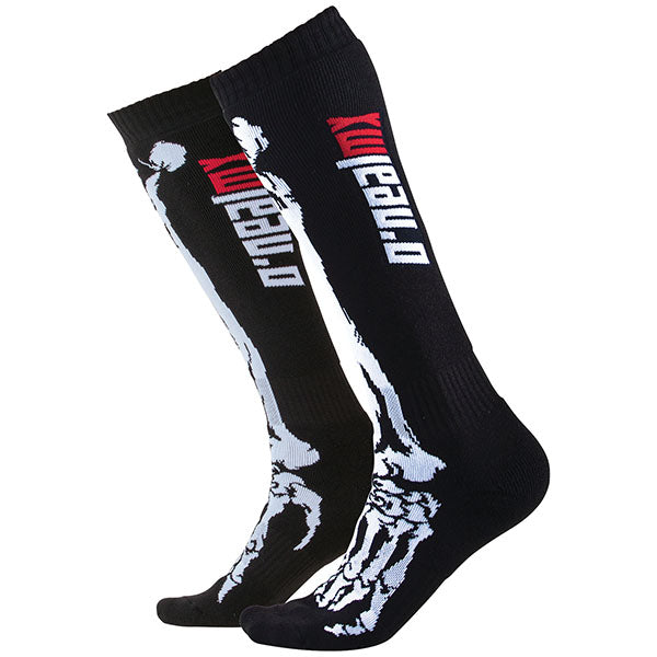 Clean studio photo on a white background of O'Neal, Pro MX Xray Socks, SKU 0356-602, color options Black