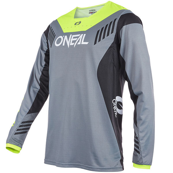 Clean studio photo on a white background of O'Neal, Element FR Jersey (MTB) (Youth), SKU 1049-212, color options Grey/Neon Yellow, sizes Y-SM, Y-MD, Y-LG, Y-XL