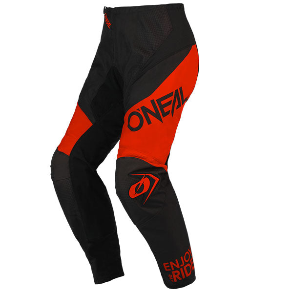 High-resolution studio image of O'Neal, Element Racewear V.23 Pants, SKU E022-0032, color options Black/Blue, Black/Red, Black/Grey, Black/Sand, sizes 28–52