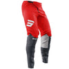 Shot Race Gear Contact Iron pants, red—pre-curved fit, reinforced saddle; men’s 30–40 (front right-side view).