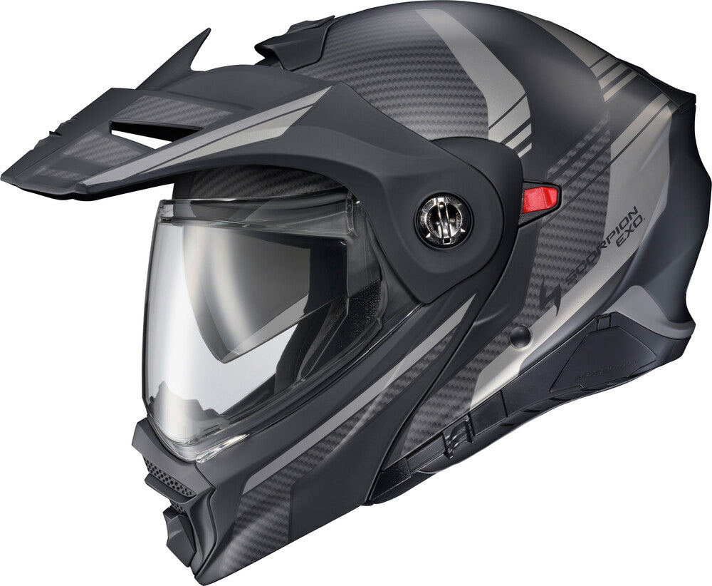 Scorpion EXO - EXO-AT960 Monk Helmet, detail view, color options: 2XL, 3XL, L, M, S, XL, sizes: Monk Black/Red, Monk Grey/Hi-Viz, Monk Phantom, Monk White/Blue