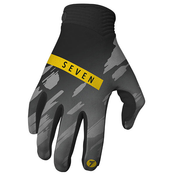 Product image of Seven MX  0002 ZERO.Clash.Glove.Black motocross gloves showing fit, construction, and colorway | Available at BTO Sports