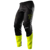 Left front view of Shot Race Gear Contact Patrol pants, black/neon yellow—ultra-light, leather heat panels; men’s 28–40.