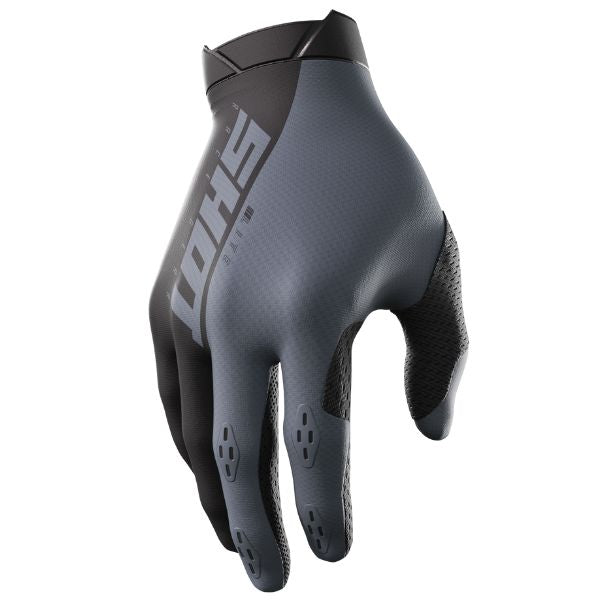 Angle view, Lite Gloves black—breathable stretch fabric, laser-perforated fingers, reinforced wear zones. Sizes M–3XL. SKU A08-13A1-A01-10.