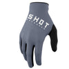Shot Race Gear Raw Gloves in grey—breathable Lycra gussets, silicone control prints, Velcro wrist closure. Sizes S–3XL. SKU A08-13D1-D01-10.
