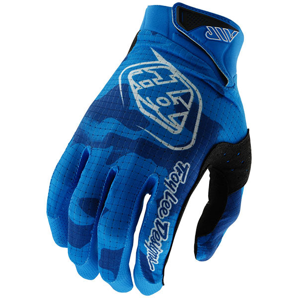 Product image of Troy Lee Designs BTO Sports 0082 TLD B25D1 AIR GLOVE BLOTTED BRGHTBLU 01 1dea9540 5d7a 4fc1 afe0 2696a391fcac motocross gloves showing fit, construction, and colorway | Available at BTO Sports