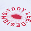 Studio photo on a white background of Troy Lee Designs Rotation Tee (Youth); showing tee fit, printed graphics, and crew neckline; SKU 7247300
