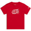 Crisp studio image on a white background of Troy Lee Designs Badge Tee (Youth); showing tee fit, printed graphics, and crew neckline; SKU 7245680