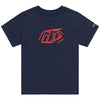 Crisp studio image on a white background of Troy Lee Designs Badge Tee (Youth); showing tee fit, printed graphics, and crew neckline; SKU 7245680