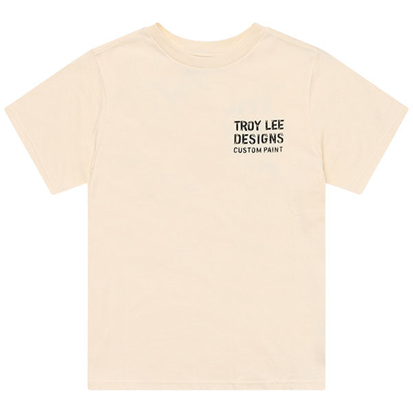 Clean studio shot of Troy Lee Designs Paint Shop Tee (Womens); showing tee fit, printed graphics, and crew neckline; SKU 7537290; Sizes: S-XL