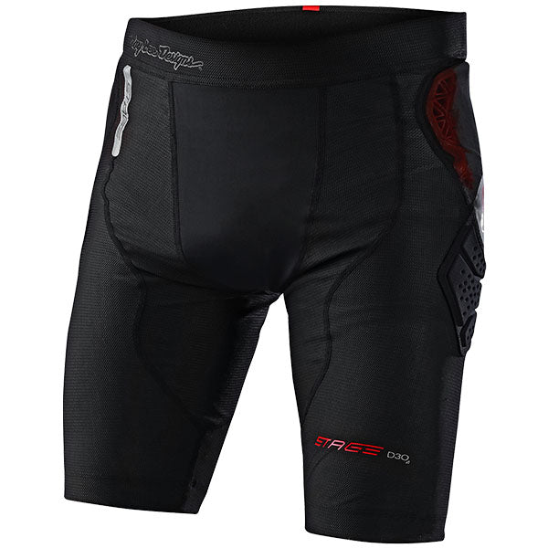 Troy Lee Designs Stage Ghost D30 Shorts Base Layer front angle view in Blk sizes SM, MD, LG, XL SKU 56590600. Base Layer Shorts | Available at BTO Sports
