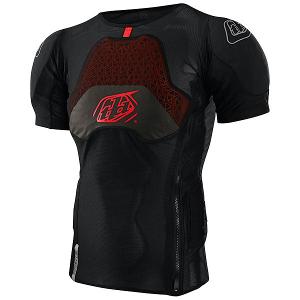 Troy Lee Designs Stage Ghost D30 Short Sleeve Base Layer front angle view in Blk sizes SM, MD, LG, XL SKU 56290600. Base Layer Shirt | Available at BTO Sports