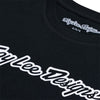 Crisp studio image on a white background of Troy Lee Designs Signature Tee; showing tee fit, printed graphics, and crew neckline; SKU 7019170