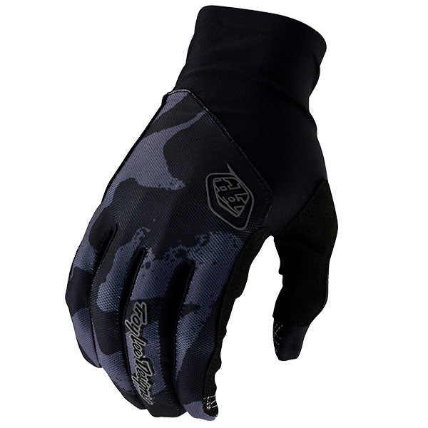 Product image of Troy Lee Designs 24 BTO Sports 0107 TLD M24D1 FLOWLINE GLOVE CAMO BLK 01 motocross gloves showing fit, construction, and colorway | Available at BTO Sports