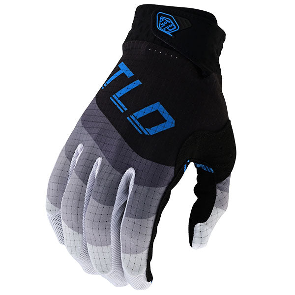 Product image of Troy Lee Designs 24 BTO Sports 0116 TLD M24D1 AIR GLOVE REVERB BLKBLU 021 motocross gloves showing fit, construction, and colorway | Available at BTO Sports