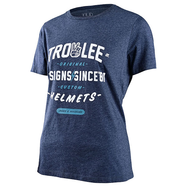 Clean studio shot of Troy Lee Designs Roll Out Tee (Womens); showing tee fit, printed graphics, and crew neckline; SKU 7533320; Sizes: S-XL