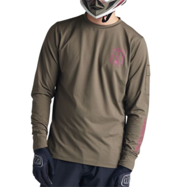 Crisp studio image on a white background of Troy Lee Designs Ruckus LS Ride Tee (MTB); showing long-sleeve cut, printed graphics, and crew neckline