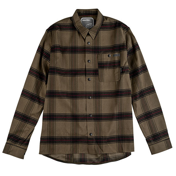 Professional studio photo of Troy Lee Designs Grind YD Plaid Flannel; showing flannel shirt fit, button front, and plaid pattern; SKU 8276500