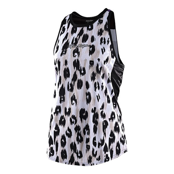 High-resolution studio image of Troy Lee Designs Luxe Wild Cat Tank; showing sleeveless cut, hem shape, and printed or woven branding; SKU 3725330