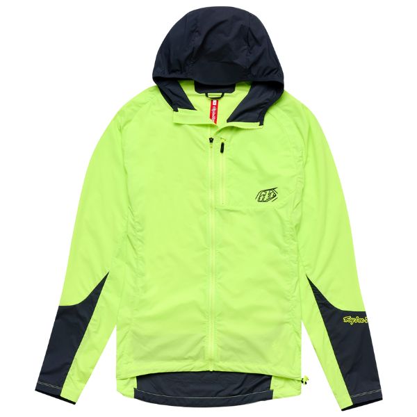 Troy Lee Designs Drift Mono Windbreaker Mountain Bike front angle view in Glo/Ylw sizes XS, SM, MD, LG, XL, 2X SKU 87593102. Riding Jacket | Available at BTO Sports