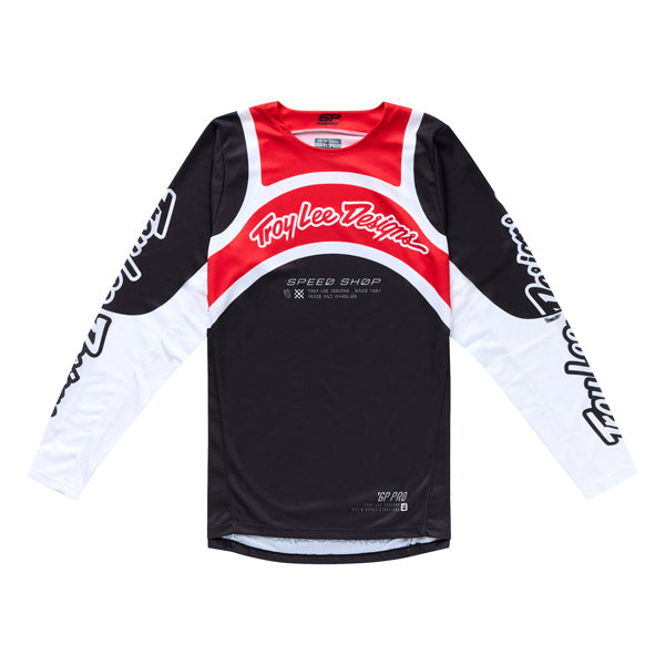 Professional studio photo of Troy Lee Designs - GP Pro Swerve Jersey; showing fabric texture, panel layout, and graphics; SKU 3778680; Sizes: S-2XL