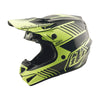Side profile view of a troy lee designs gp pro segment motocross helmet in glo yellow, showcasing the helmet's shape and design. | Troy Lee Designs - GP Pro Segment MIPS Helmet | SKU 1017730 | Colors: Glo Yellow/Black, Taupe | Sizes: XS to 2X | Available at BTO Sports