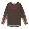 A full front view of the Troy Lee Designs Scout GP Pro jersey in a brown and gray 