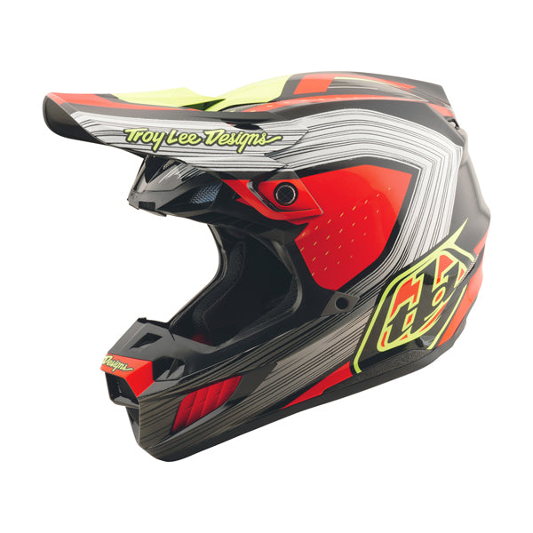 Studio photo on a white background of Troy Lee Designs - SE5 Composite Stripes MIPS Helmet; showing helmet shell shape and vent layout; SKU 1822600