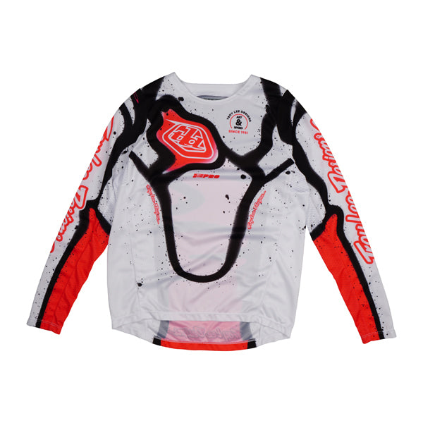 Crisp studio image on a white background of Troy Lee Designs - GP Pro Membrane Jersey (Youth); SKU 3797700; Colors: White/Infra Red, Black/Glo Yellow