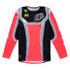A full front view of the Troy Lee Designs Youth SE Pro Stripes jersey in infrared and black, featuring bold infrared stripes on the torso. Sku 393260011. | SKU: 393260011 | Available at BTO Sports