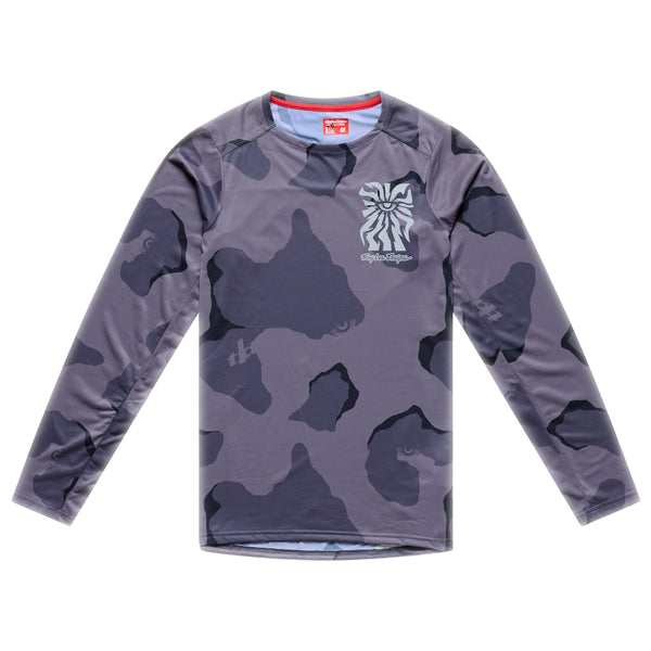 Troy Lee Designs - Skyline Pro Flow Camo Long Sleeve Jersey (MTB) mountain bike jersey in Carbon product view sku 307023002