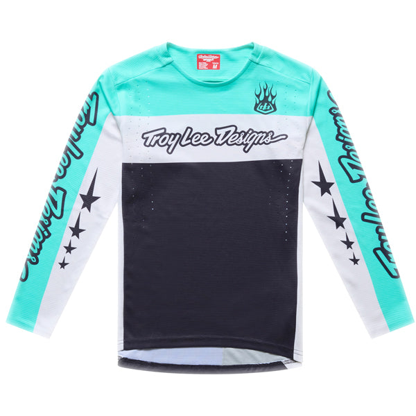 Troy Lee Designs - Sprint Pro Yo Moto Long Sleeve Jersey (MTB) (Youth) mountain bike jersey in Carbon product view sku 315052001