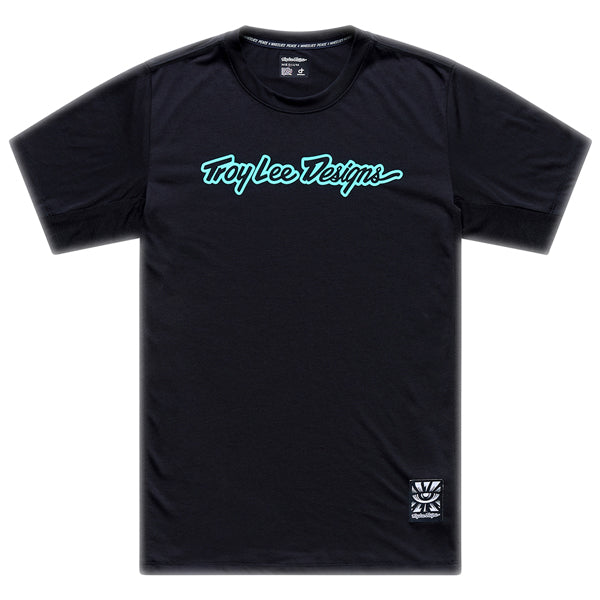 Troy Lee Designs - Skyline Signature Ride Tee (MTB) (Youth) mountain bike gear in Black/Real Teal product view sku 384072041