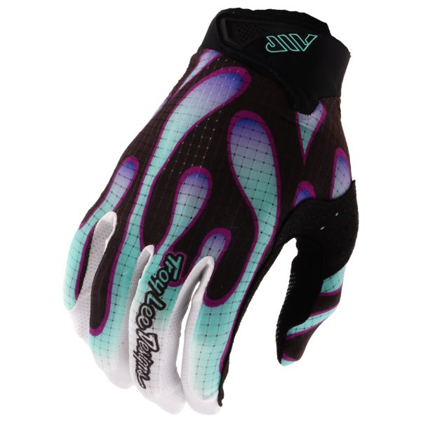 Troy Lee Designs - Air Overspray Gloves (Youth) motocross gloves in Black/Real Teal product view sku 447030001