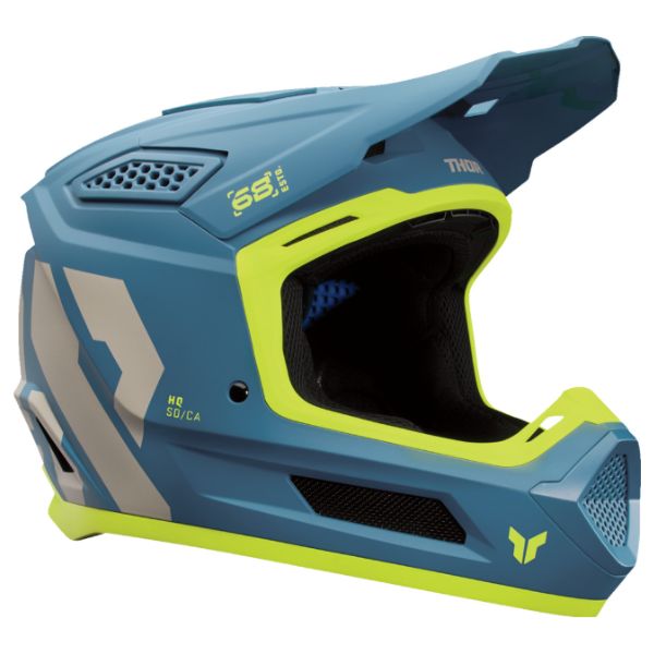Studio view of Thor - Fleet Forge Helmet (Youth) helmet helmet, in Blue, vented chin bar and intake ports, on a clean white background, (SKU 011116) Colors: Blue, Red Sizes: Y-LG, Y-MD, Y-SM