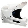 Studio view of Thor Thor - Fleet Whiteout Helmet (Youth) helmet, in Matte White, vented chin bar and intake ports, on a clean white background, for motocross / off-road use, (SKU 011116) Colors: Matte White Sizes: Y-LG, Y-MD, Y-SM